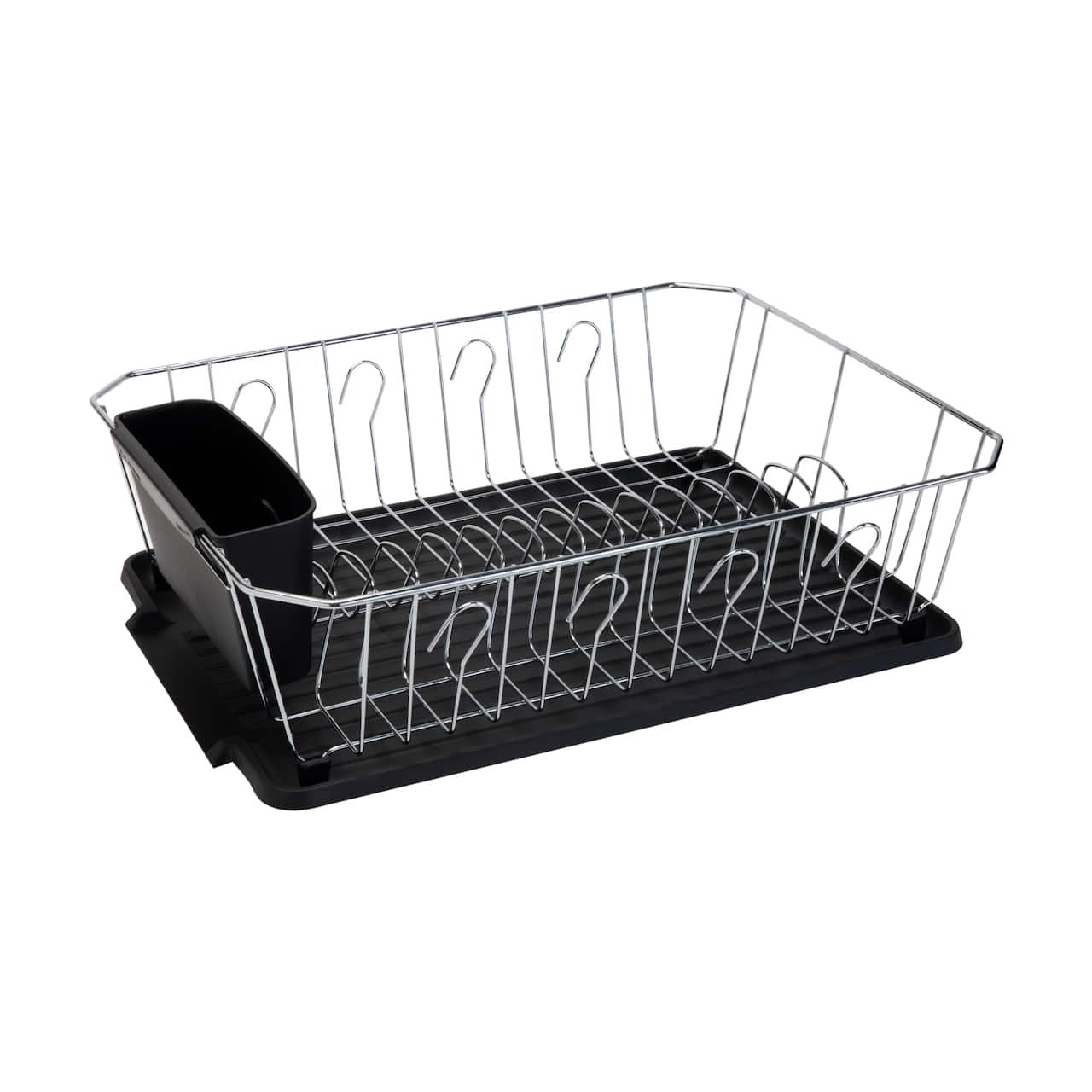 Kitchen Details Black 3-Piece Chrome Dish Rack Set